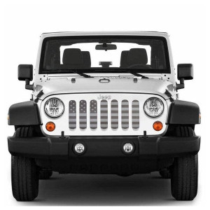 Under The Sun Inserts, American Flag Series Grille Insert, White & Orange Thin Red Line for 07-18 Jeep Wrangler JK