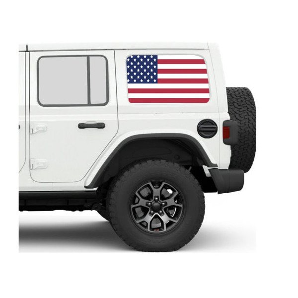 Under The Sun Inserts, Side Window Decal, Old Glory, with American Flag for 07-23 Jeep Wrangler JK and JL Unlimited