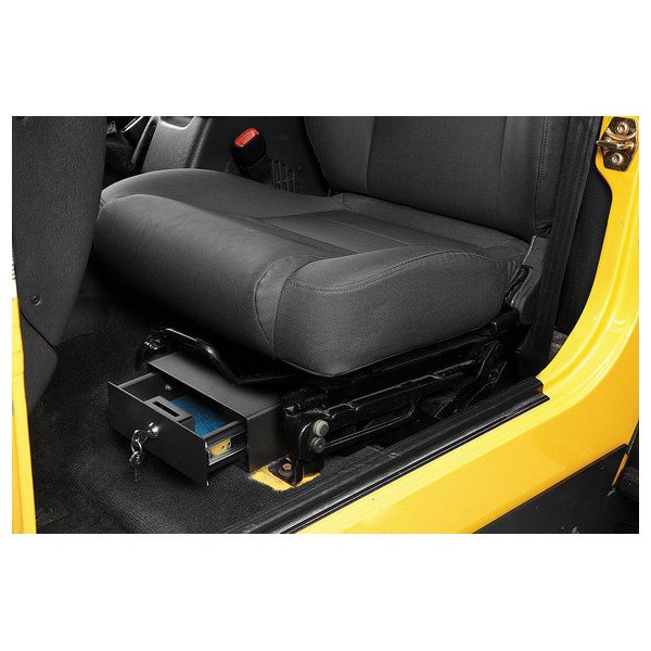 Bestop, Locking Under Seat Storage Box in Textured Black, for 97-06 Jeep Wrangler TJ & Unlimited Bestop, Locking Under Seat Storage Box in Textured Black, for 97-06 Jeep Wrangler TJ & Unlimited