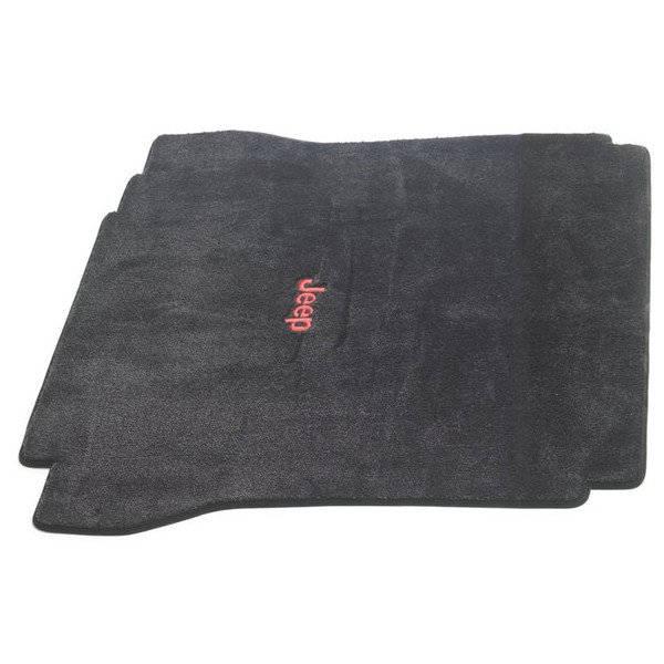 Lloyd Mats, Custom Rear Cargo Mat with Jeep Logo Embroidery, Black with Red Logo, for 07-10 Jeep Wrangler Unlimited JK 4 Door with Subwoofer