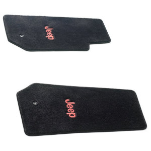 Lloyd Mats, Custom Front Floor Mats with Jeep Logo Embroidery, Black with Red Logo, for 07-13 Jeep Wrangler JK