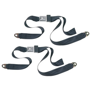 Metal Push Button 2 Point Non-Retractable Lap Belts, Black Metal Push Button 2 Point Non-Retractable Lap Belts, Black