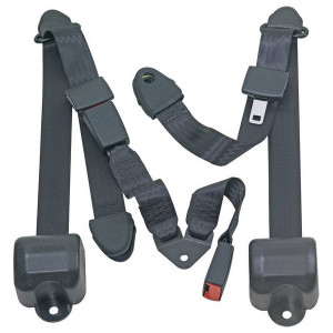 Rear Push Button 3 Point Retractable Belts, Black Rear Push Button 3 Point Retractable Belts, Black