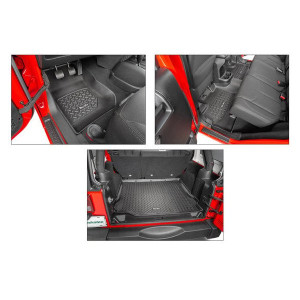 Quadratec, Tru-Fit Floor Liner Triple Combo, 07-10 Wrangler Unlimited JK without Subwoofer, for 07-18 Jeep Wrangler Unlimited JK