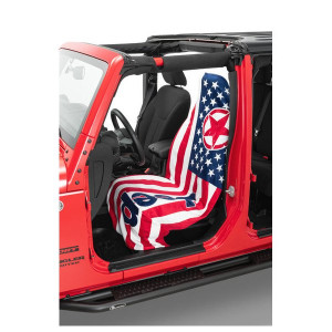 Cabana Stripe Jeep Logo Beach Towel 2 Go, American Flag