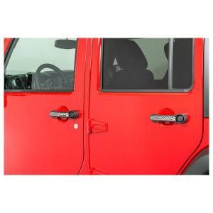 Rugged Ridge, Elite Door Handle Inserts, in Brushed with Black Inlay for 07-18 Jeep Wrangler JK 4-Door