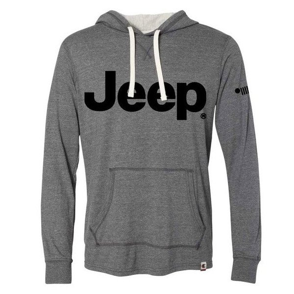 Jeep Merchandise, Mens Jeep Text Triblend Hooded Pullover in Gray, Small, 