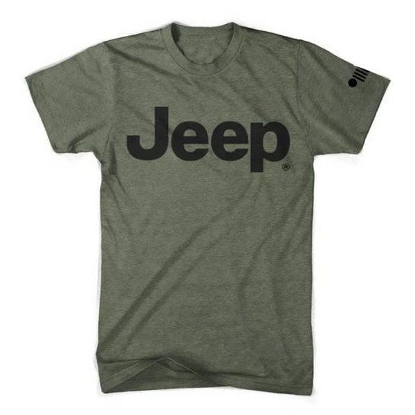 Mens Jeep Text Logo Triblend T-Shirt in Military Green, Small