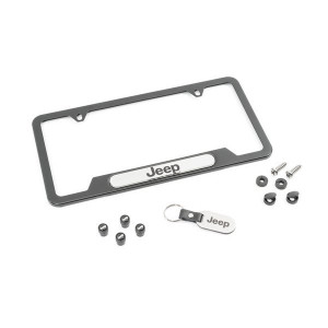 Mopar, Jeep Logo License Plate Frame, Valve Stems, and Key Chain Gift Set, Universal Mopar, Jeep Logo License Plate Frame, Valve Stems, and Key Chain Gift Set, Universal
