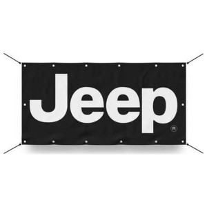 Jeep Merchandise, Jeep Text Logo Banners, Green in 48"x24"