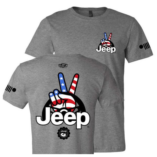 Jeep Merchandise, Men's Jeep Wave USA T-Shirt in Heather Grey, Small, Small Jeep Merchandise, Men's Jeep Wave USA T-Shirt in Heather Grey, Small, Small