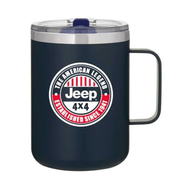 Jeep Merchandise, Jeep American Legend Powder Coated Camper Mug -16oz, in White