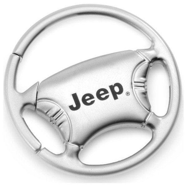 Automotive Gold, Steering Wheel Jeep Logo Keychain, Universal