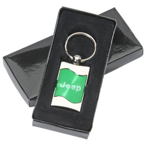 Jeep Logo Rectangular Wave Keychain, Green