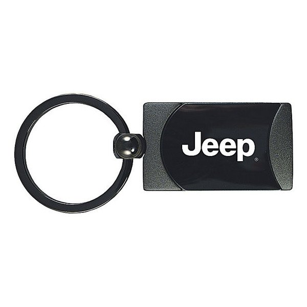 Automotive Gold, Jeep Logo Rectangular Keychain in Two Toned Gunmetal Finish, Universal