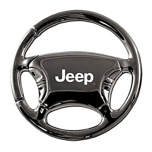 Automotive Gold, Jeep Logo Steering Wheel Keychain in Black, Universal