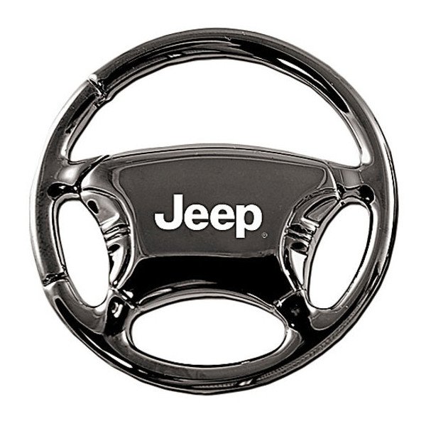 Automotive Gold, Jeep Logo Steering Wheel Keychain in Black, Universal