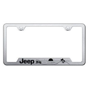 Automotive Gold, Laser Etched Stainless Jeep Beach License Plate Frame, in Brushed Finish