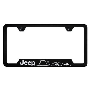 Automotive Gold, Laser Etched Stainless Jeep Desert License Plate Frame, in Pink
