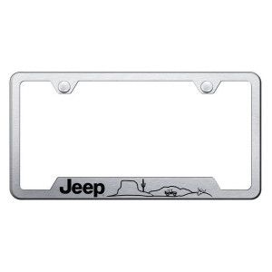 Automotive Gold, Laser Etched Stainless Jeep Desert License Plate Frame, in Brushed Finish