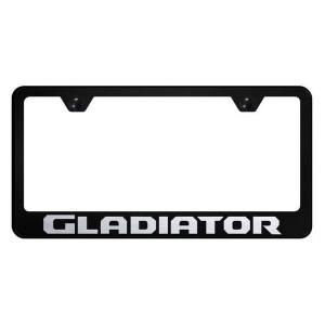 Laser Etched Stainless Gladiator License Plate Frame, Wide Frame - Brushed
