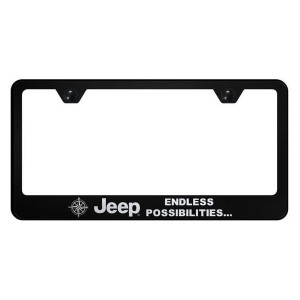 Automotive Gold, Laser Etched Stainless Jeep Endless Possibilities License Plate Frame, in Black