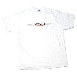 Borla, Large Crew Neck T-Shirt, with Wireflame Logo in White Borla, Large Crew Neck T-Shirt, with Wireflame Logo in White