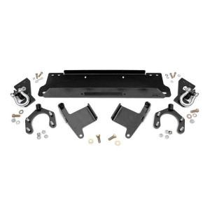 Rough Country, Winch Mounting Plate, with D-Rings & Mounts for 07-18 Jeep Wrangler JK with Factory Plastic Front Bumper