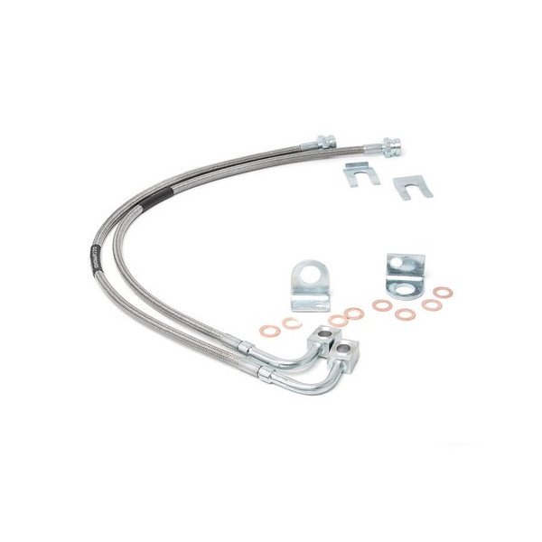 Rough Country, Rear Stainless Steel Brake Lines, for 07-18 Jeep Wrangler JK