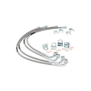 Rough Country, Front & Rear Stainless Steel Brake Lines, for 07-18 Jeep Wrangler JK