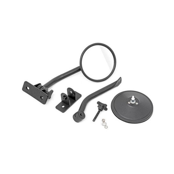 Rough Country, Classic Round Folding Mirrors, for 97-18 Jeep Wrangler TJ & JK