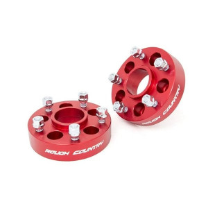 Rough Country, 1.5in Thick 5x5 Wheel Adapters, in Red for Jeep Vehicles with 5x4.5 Bolt Pattern