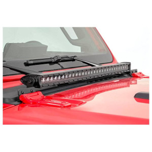 Rough Country, 30in LED Light Bar with Hood Mount Kit, Chrome Series for 18-23 Jeep Wrangler JL & Gladiator JT