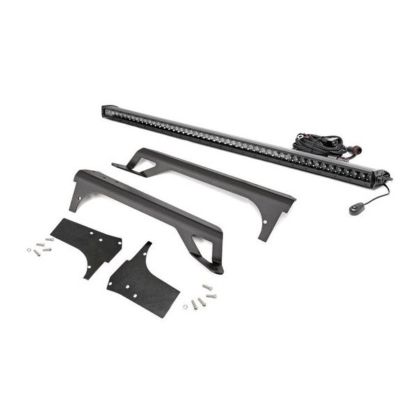 Rough Country, 50-Inch Straight LED Light Bar Upper Windshield Mount Kit, Single Row with DRL for for 97-06 Jeep Wrangler TJ & Unlimited