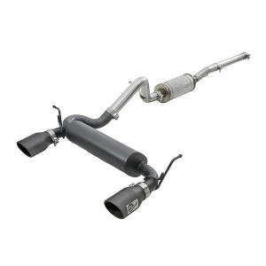 aFe Power, Rebel Series 2.5" 409 Stainless Steel Cat-Back Exhaust System - Black, for 07-18 Jeep Wrangler JK