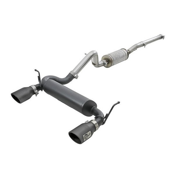 aFe Power, Rebel Series 2.5" 409 Stainless Steel Cat-Back Exhaust System - Black, for 07-18 Jeep Wrangler JK