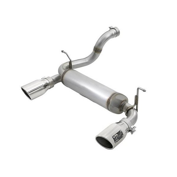 aFe Power, Rebel Series 2.5" 409 Stainless Steel Axle Back Exhaust System in Polished, for 18-23 Jeep Wrangler JL
