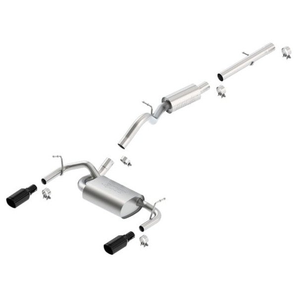 Borla, T-304 Stainless Steel Cat-Back Split Rear Exhaust with Black Chrome Tips, for 12-18 Jeep Wrangler JK 2 Door with 3.6L Pentastar V6 Engine Borla - 17603-0020
