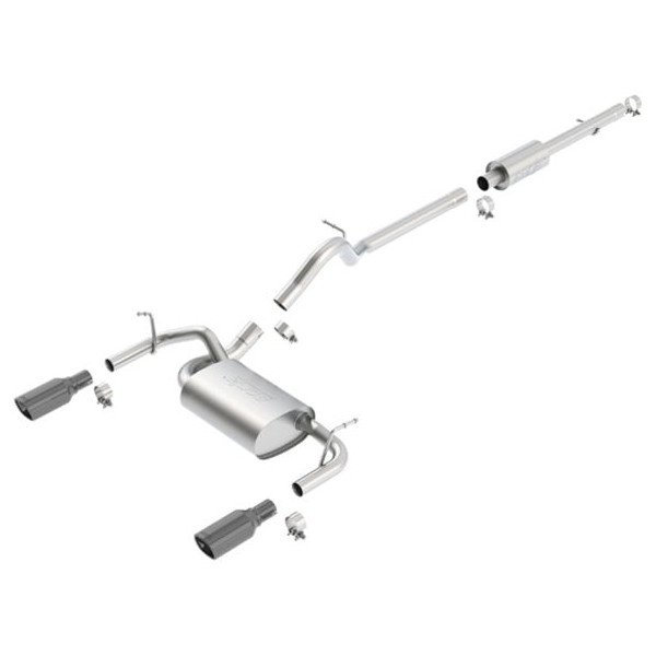 Borla, T-304 Stainless Steel Cat-Back Split Rear Exhaust with Black Chrome Tips, for 12-18 Jeep Wrangler Unlimited JK 4 Door with 3.6L Pentastar V6 Engine Borla - 17603-0022