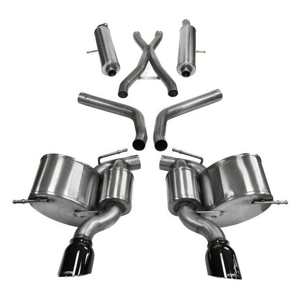 Corsa Performance, Sport Cat Back System, With Black Tips, for 12-21 Jeep Grand Cherokee WK2 SRT8 with 6.4L Corsa Performance, Sport Cat Back System, With Black Tips, for 12-21 Jeep Grand Cherokee WK2 SRT8 with 6.4L