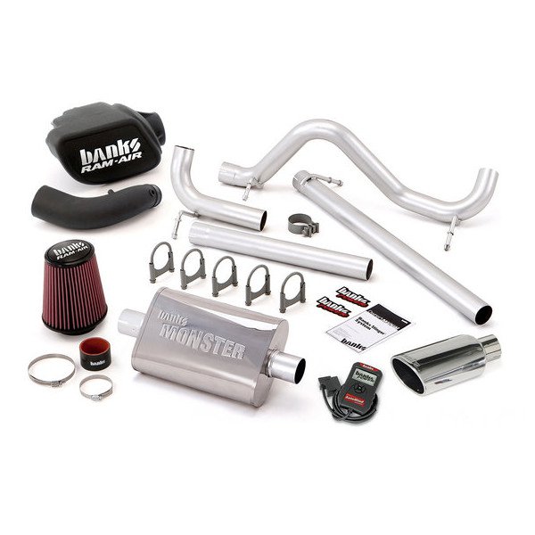 Banks Power, Stinger Exhaust System with AutoMind Programmer, Chrome Exhaust Tip, for 07-11 Jeep Wrangler Unlimited JK 4 Door with 3.8L