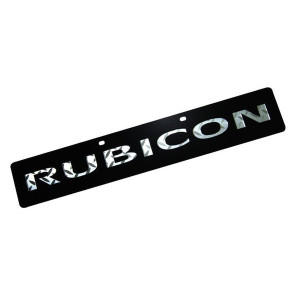 Eurosport Daytona, Jeep Trail-Blazer License Plate, with Rubicon Logo on Black Acrylic