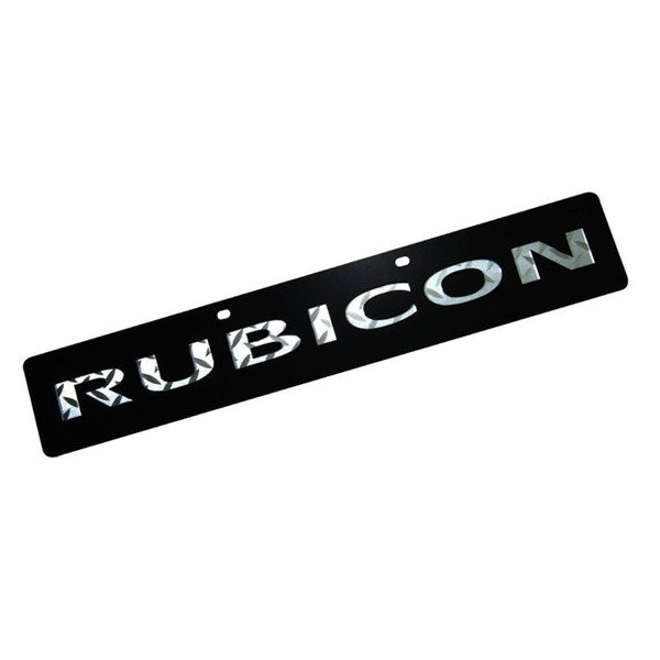Eurosport Daytona, Jeep Trail-Blazer License Plate, with Rubicon Logo on Black Acrylic
