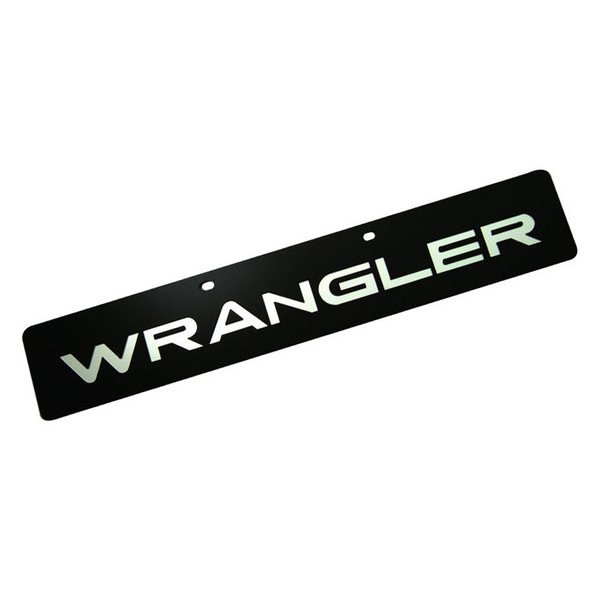 Eurosport Daytona, Jeep Trail-Blazer License Plate, with Wrangler Logo on Black Acrylic