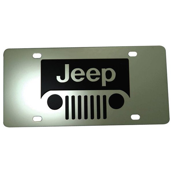 Eurosport Daytona, Jeep Full-Height License Plate, with Jeep Grill Logo on Polished Stainless Steel