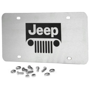 Laser Etched Stainless Steel Jeep Grille Logo License Plate
