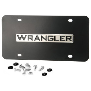 Automotive Gold, 3-D Black Powder Coated Wrangler Logo License Plate, Universal