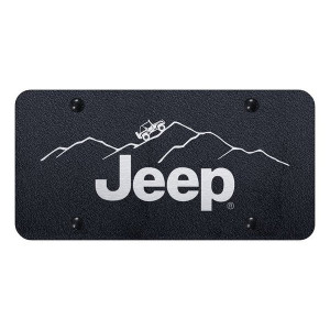 Laser Etched Jeep Mountain License Plate, Black