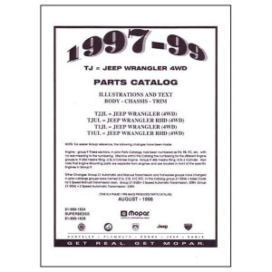 Bishko Automotive Literature, Factory Authorized Parts Catalog, 97-99 Jeep Wrangler TJ, for 97-00 Jeep Wrangler, Cherokee & Grand Cherokee Jeeps