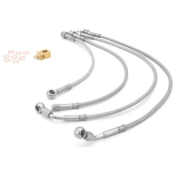 Rugged Ridge, Front 4" Braided Stainless Steel Brake Hose Kit, for 82-86 Jeep CJ-7 & CJ-8 Scrambler with Disc Brakes